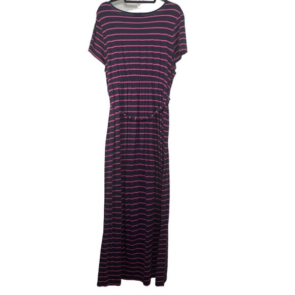Motherhood Maternity Size 1X Blue Pink Striped Maxi Dress - Picture 4 of 5